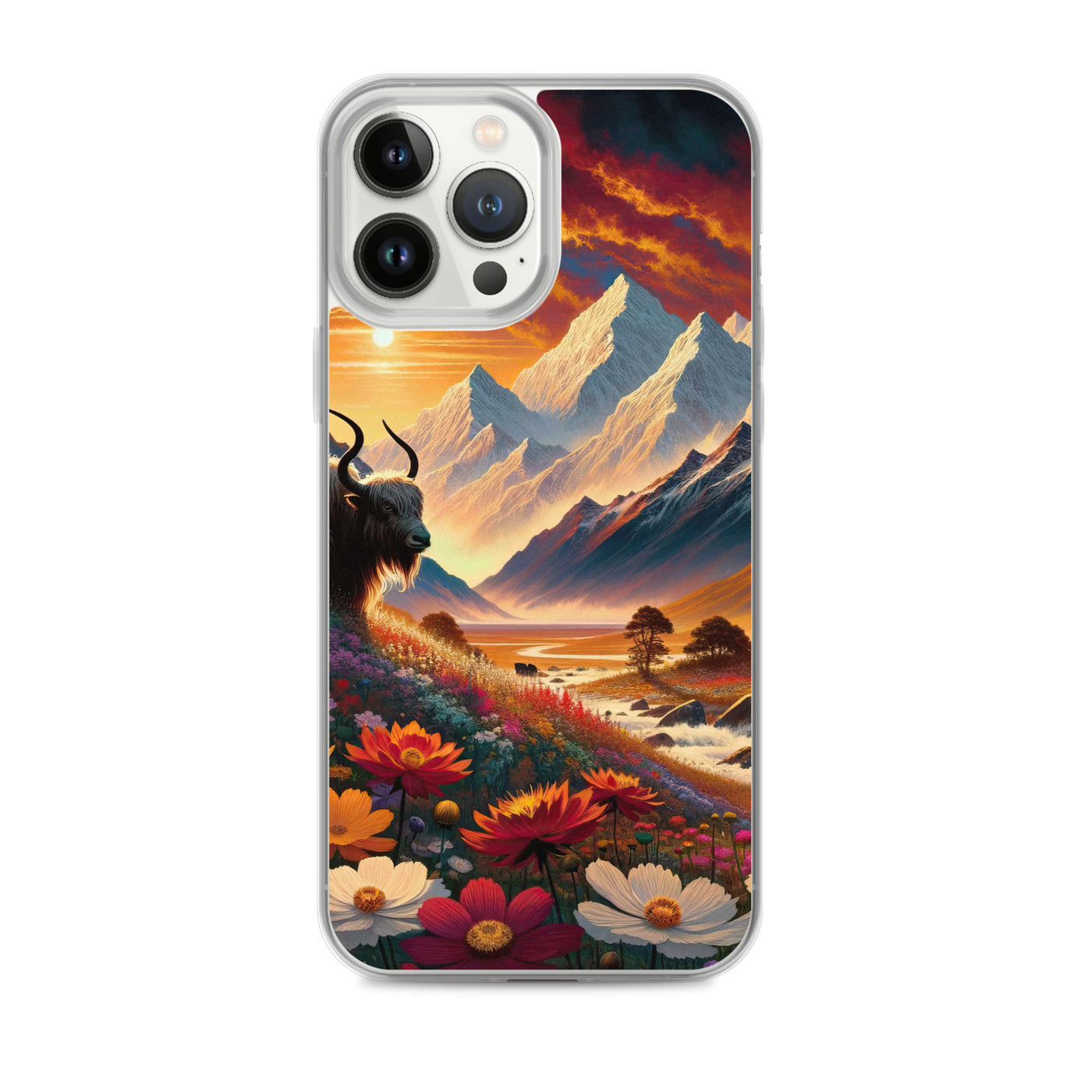 Magischer Alpenabend mit Hochlandkuh und goldener Sonnenkulisse - iPhone Schutzhülle (durchsichtig) berge xxx yyy zzz iPhone 13 Pro Max