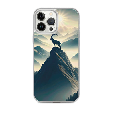 Morgendlicher Steinbock auf Alpengipfel, steile Berghänge - iPhone Schutzhülle (durchsichtig) berge xxx yyy zzz iPhone 13 Pro Max