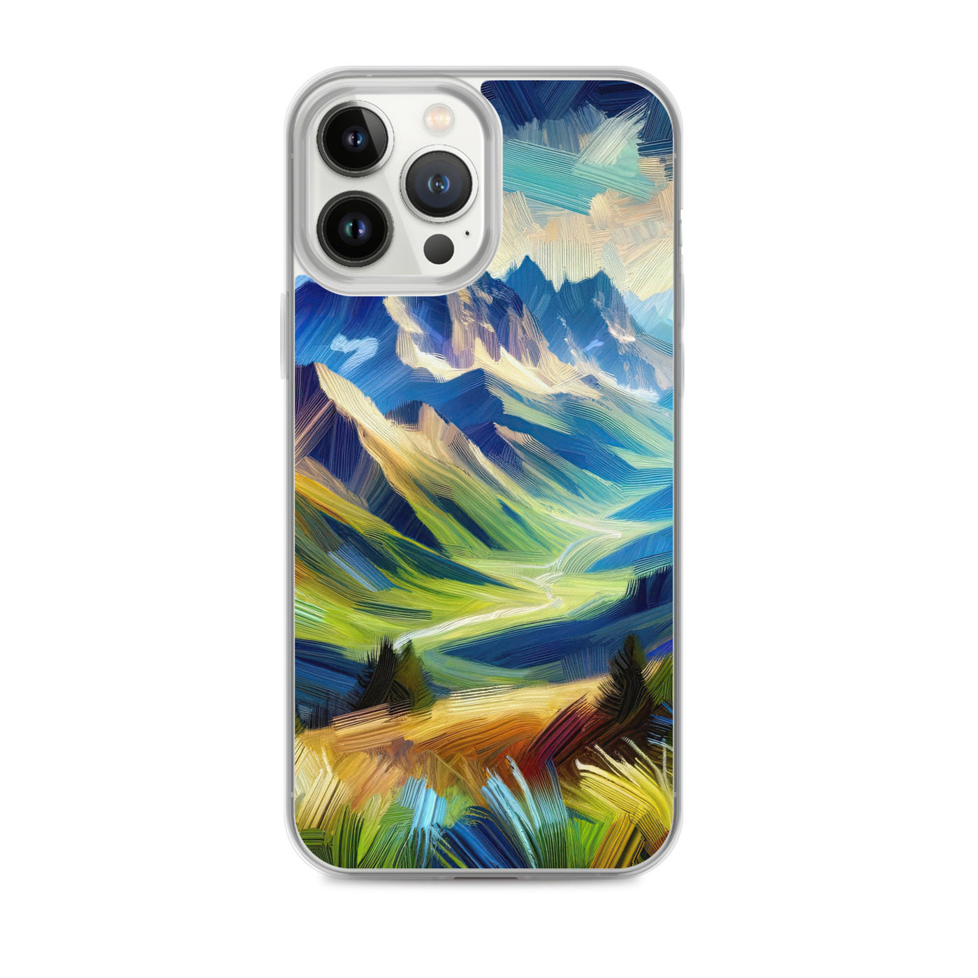Impressionistische Alpen, lebendige Farbtupfer und Lichteffekte - iPhone Schutzhülle (durchsichtig) berge xxx yyy zzz iPhone 13 Pro Max