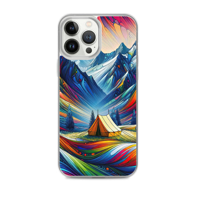 Surreale Alpen in abstrakten Farben, dynamische Formen der Landschaft - iPhone Schutzhülle (durchsichtig) camping xxx yyy zzz iPhone 13 Pro Max