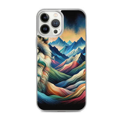 Traumhaftes Alpenpanorama mit Wolf in wechselnden Farben und Mustern (AN) - iPhone Schutzhülle (durchsichtig) xxx yyy zzz iPhone 13 Pro Max