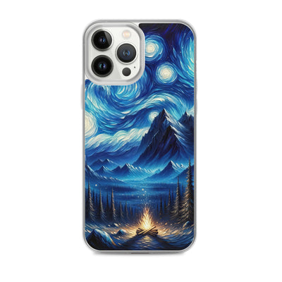Sternennacht-Stil Ölgemälde der Alpen, himmlische Wirbelmuster - iPhone Schutzhülle (durchsichtig) berge xxx yyy zzz iPhone 13 Pro Max