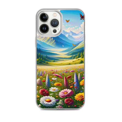 Ölgemälde einer ruhigen Almwiese, Oase mit bunter Wildblumenpracht - iPhone Schutzhülle (durchsichtig) camping xxx yyy zzz iPhone 13 Pro Max