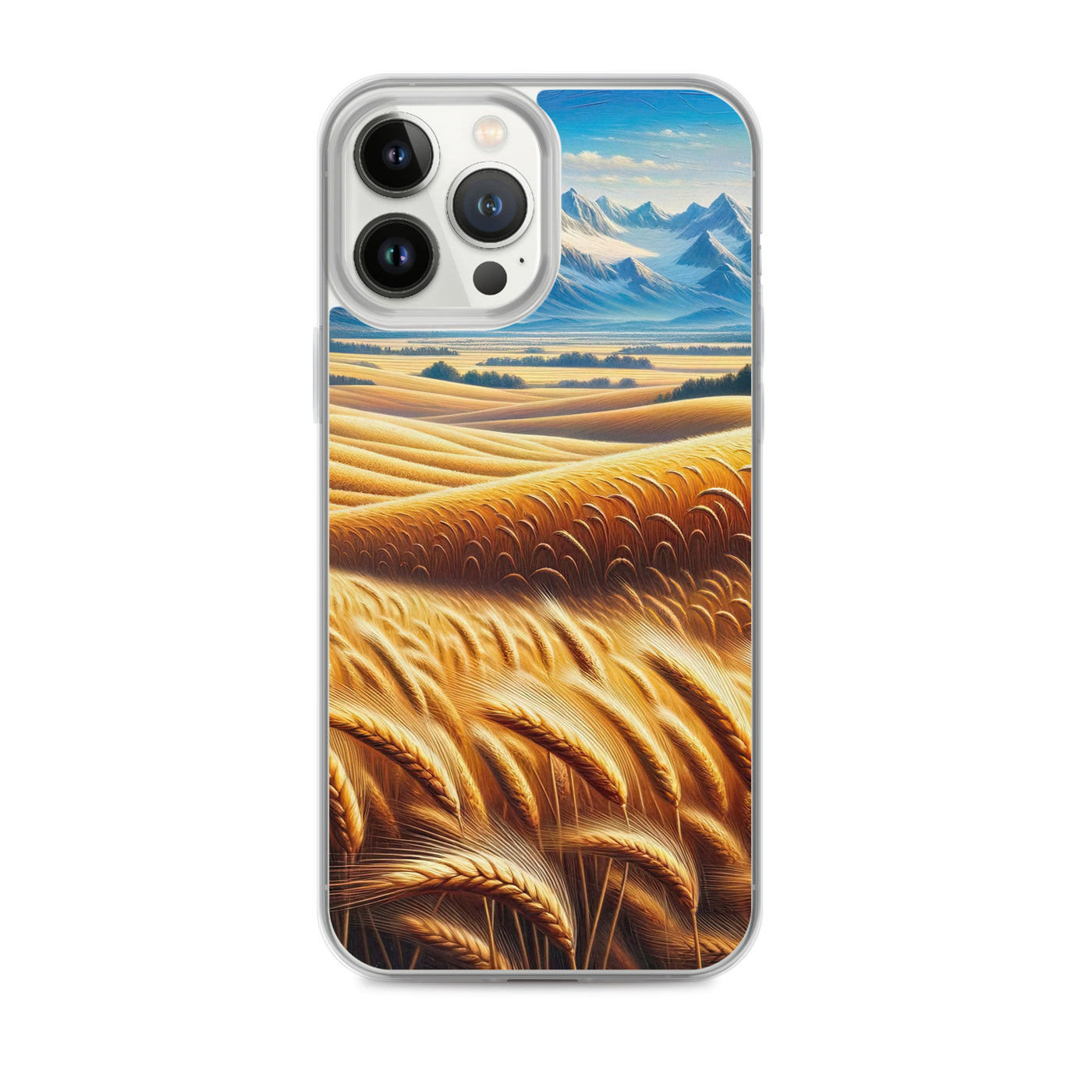 Ölgemälde eines weiten bayerischen Weizenfeldes, golden im Wind (TR) - iPhone Schutzhülle (durchsichtig) xxx yyy zzz iPhone 13 Pro Max