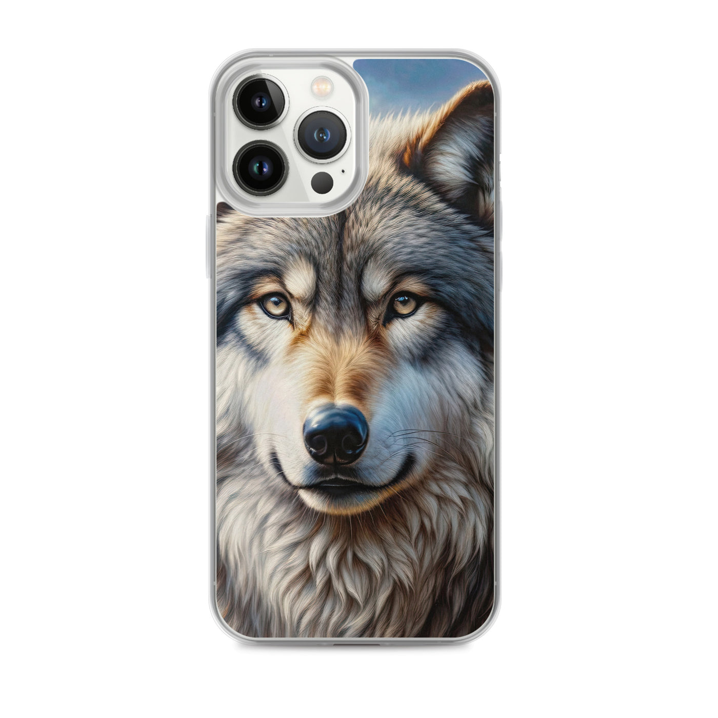 Porträt-Ölgemälde eines prächtigen Wolfes mit faszinierenden Augen (AN) - iPhone Schutzhülle (durchsichtig) xxx yyy zzz iPhone 13 Pro Max