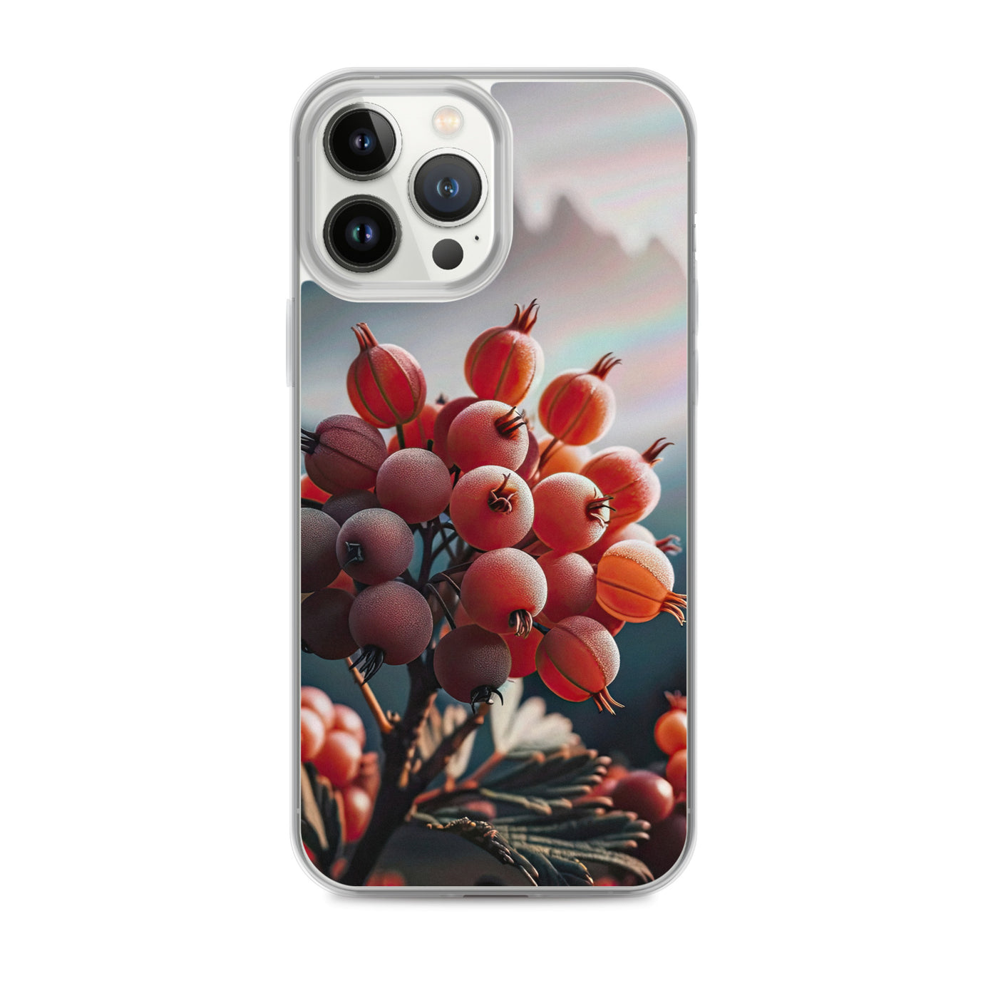 Foto einer Gruppe von Alpenbeeren mit kräftigen Farben und detaillierten Texturen - iPhone Schutzhülle (durchsichtig) berge xxx yyy zzz iPhone 13 Pro Max