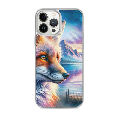 Aquarellporträt eines Fuchses im Dämmerlicht am Bergsee - iPhone Schutzhülle (durchsichtig) camping xxx yyy zzz iPhone 13 Pro Max