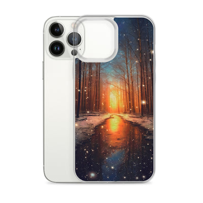 Bäume im Winter, Schnee, Sonnenaufgang und Fluss - iPhone Schutzhülle (durchsichtig) camping xxx