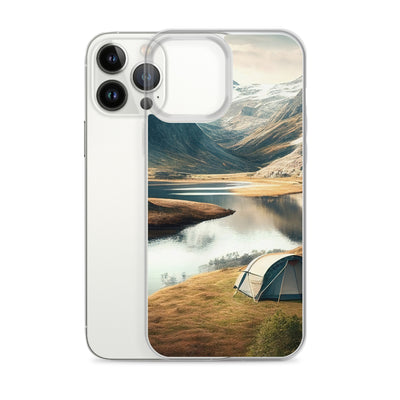 Zelt, Berge und Bergsee - iPhone Schutzhülle (durchsichtig) camping xxx