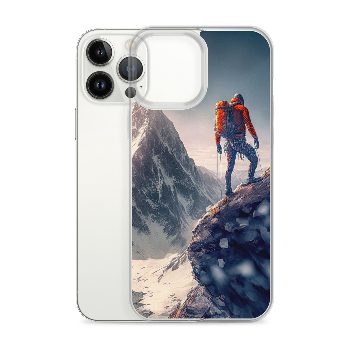 Bergsteiger auf Berg - Epische Malerei - iPhone Schutzhülle (durchsichtig) klettern xxx