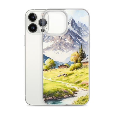 Epische Berge und Berghütte - Landschaftsmalerei - iPhone Schutzhülle (durchsichtig) berge xxx