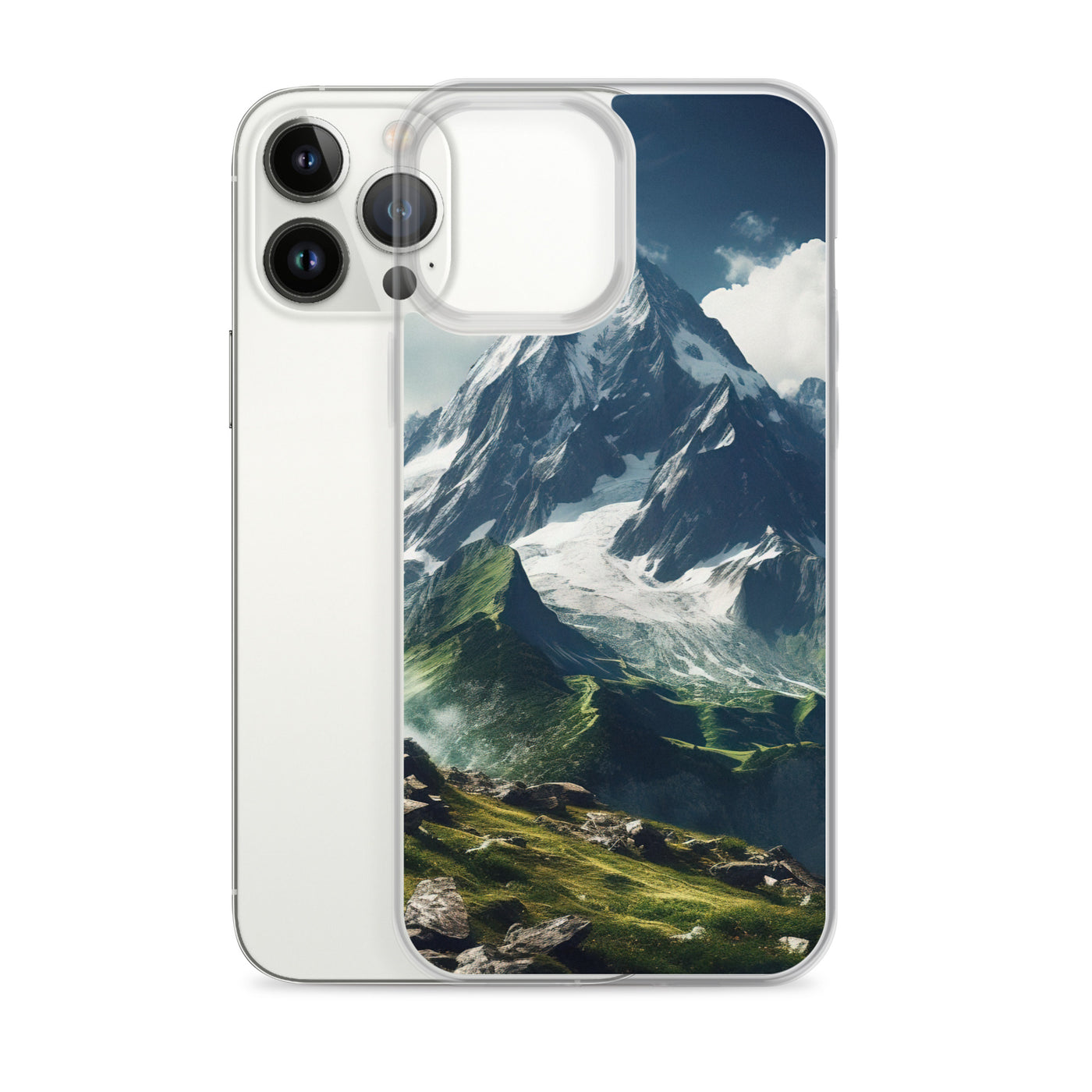 Gigantischer Berg - Landschaftsmalerei - iPhone Schutzhülle (durchsichtig) berge xxx