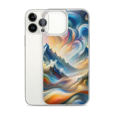 Ätherische schöne Alpen in lebendigen Farbwirbeln - Abstrakte Berge - iPhone Schutzhülle (durchsichtig) berge xxx yyy zzz