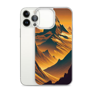 Fuchs in Alpen-Sonnenuntergang, goldene Berge und tiefe Täler - iPhone Schutzhülle (durchsichtig) camping xxx yyy zzz