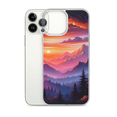 Ölgemälde der Alpenlandschaft im ätherischen Sonnenuntergang, himmlische Farbtöne - iPhone Schutzhülle (durchsichtig) berge xxx yyy zzz