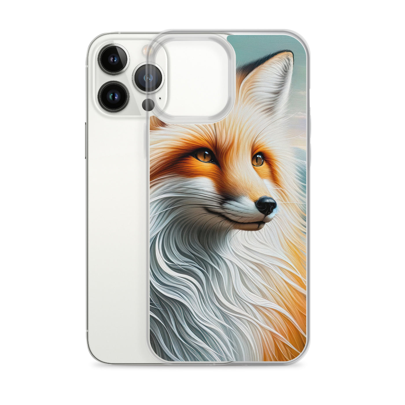 Ölgemälde eines anmutigen, intelligent blickenden Fuchses in Orange-Weiß - iPhone Schutzhülle (durchsichtig) camping xxx yyy zzz