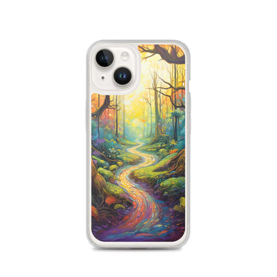 Wald und Wanderweg - Bunte, farbenfrohe Malerei - iPhone Schutzhülle (durchsichtig) camping xxx iPhone 14