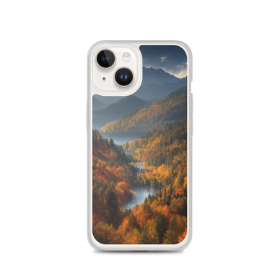Berge, Wald und Nebel - Malerei - iPhone Schutzhülle (durchsichtig) berge xxx iPhone 14
