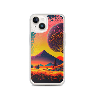 Berge und warme Farben - Punktkunst - iPhone Schutzhülle (durchsichtig) berge xxx iPhone 14