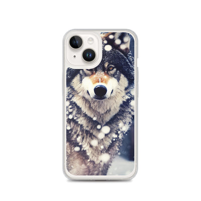 Wolf im Schnee - Episches Foto - iPhone Schutzhülle (durchsichtig) camping xxx iPhone 14