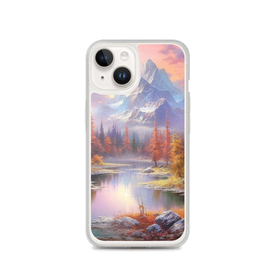 Landschaftsmalerei - Berge, Bäume, Bergsee und Herbstfarben - iPhone Schutzhülle (durchsichtig) berge xxx iPhone 14