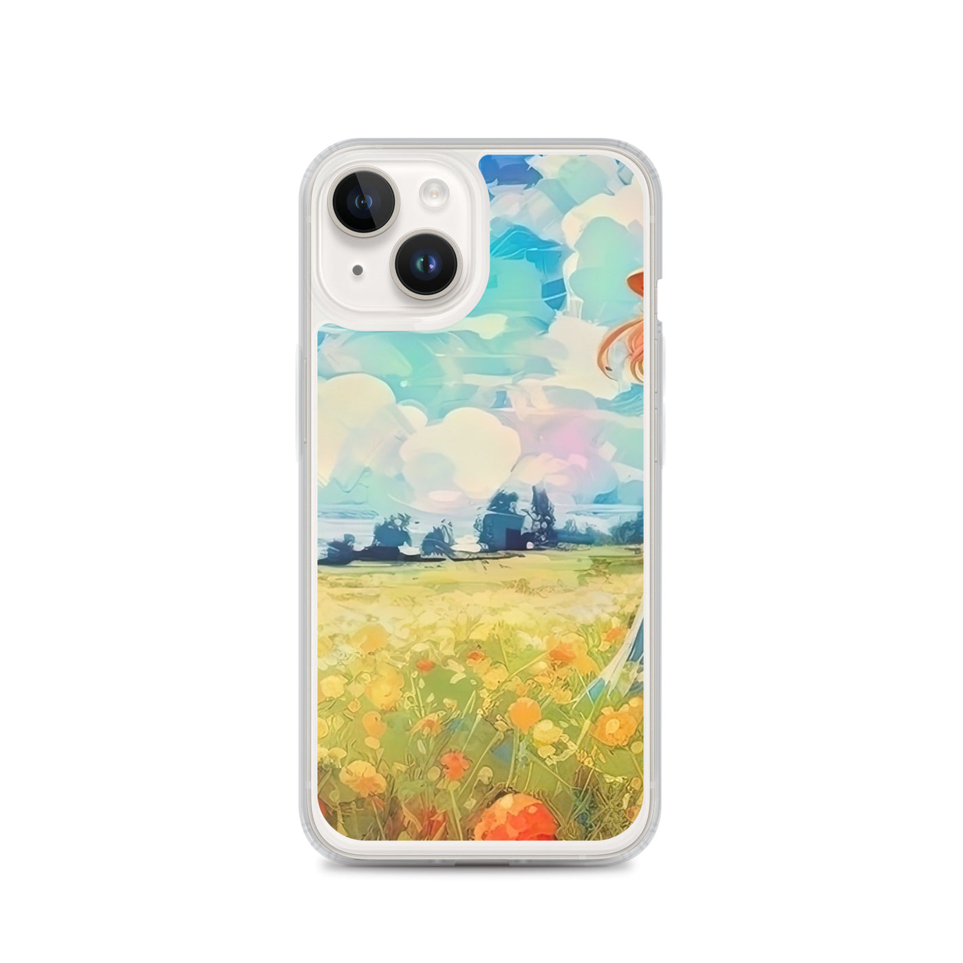 Dame mit Hut im Feld mit Blumen - Landschaftsmalerei - iPhone Schutzhülle (durchsichtig) camping xxx iPhone 14