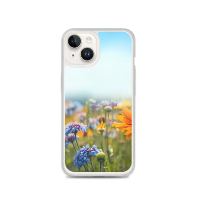 Foto von Blumen im Sonnenschein - Nahaufnahme - iPhone Schutzhülle (durchsichtig) camping xxx iPhone 14
