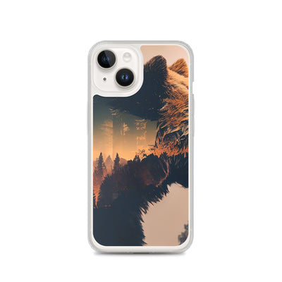 Bär und Bäume Illustration - iPhone Schutzhülle (durchsichtig) camping xxx iPhone 14