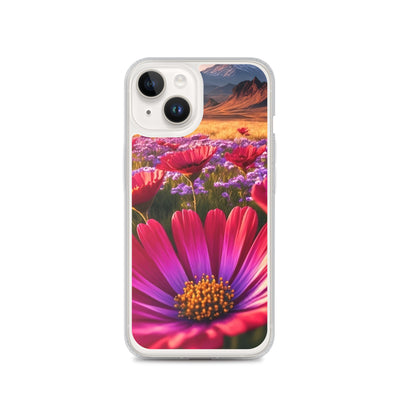 Wünderschöne Blumen und Berge im Hintergrund - iPhone Schutzhülle (durchsichtig) berge xxx iPhone 14