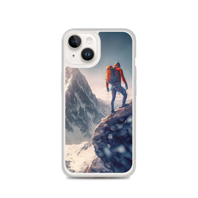 Bergsteiger auf Berg - Epische Malerei - iPhone Schutzhülle (durchsichtig) klettern xxx iPhone 14