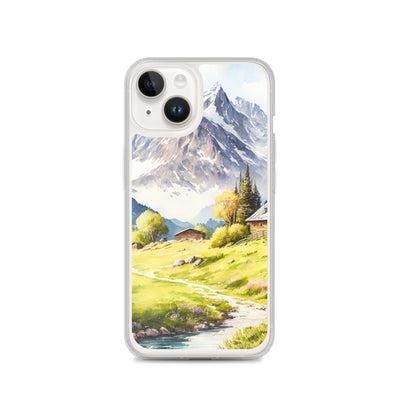 Epische Berge und Berghütte - Landschaftsmalerei - iPhone Schutzhülle (durchsichtig) berge xxx iPhone 14