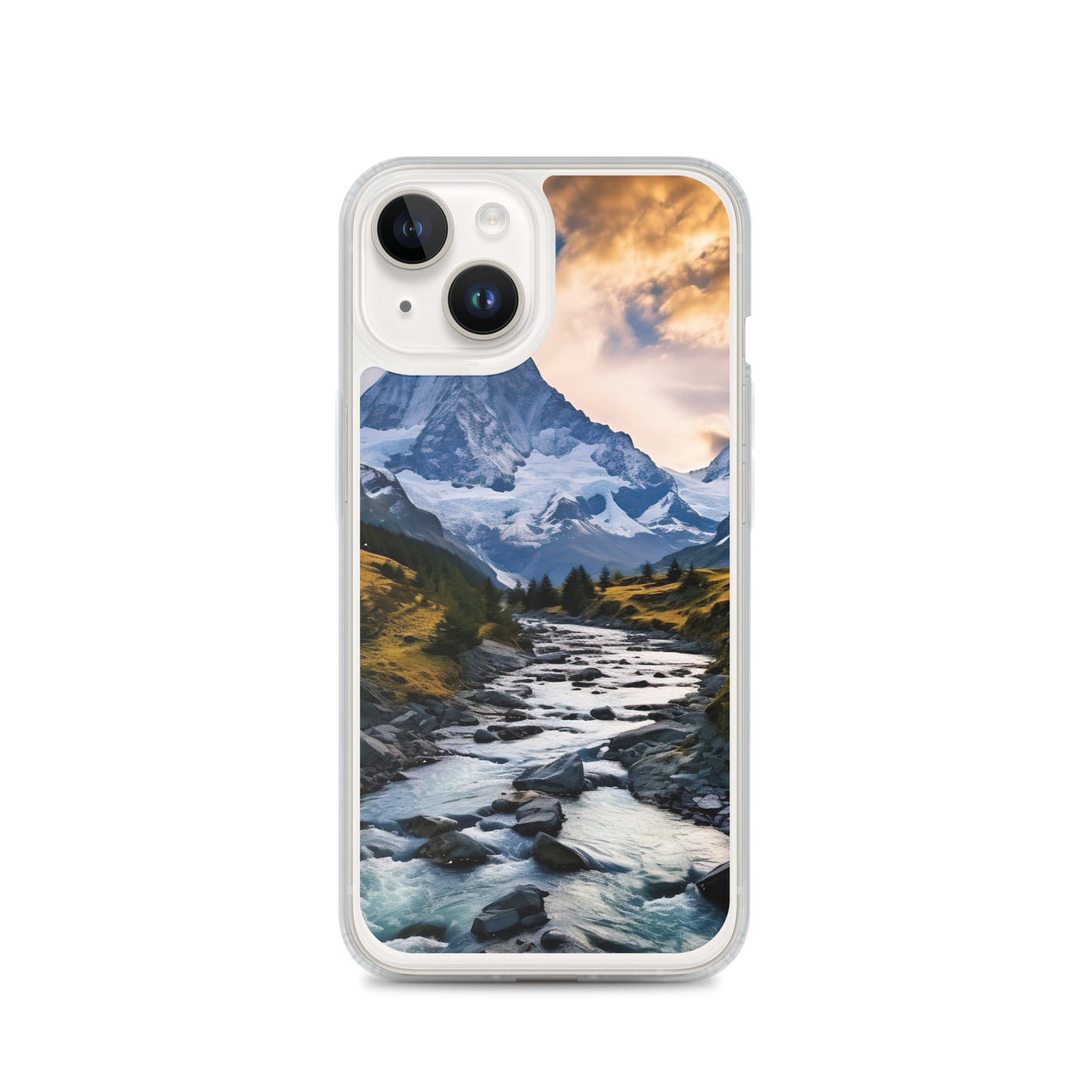 Berge und steiniger Bach - Epische Stimmung - iPhone Schutzhülle (durchsichtig) berge xxx iPhone 14