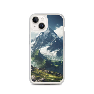 Gigantischer Berg - Landschaftsmalerei - iPhone Schutzhülle (durchsichtig) berge xxx iPhone 14