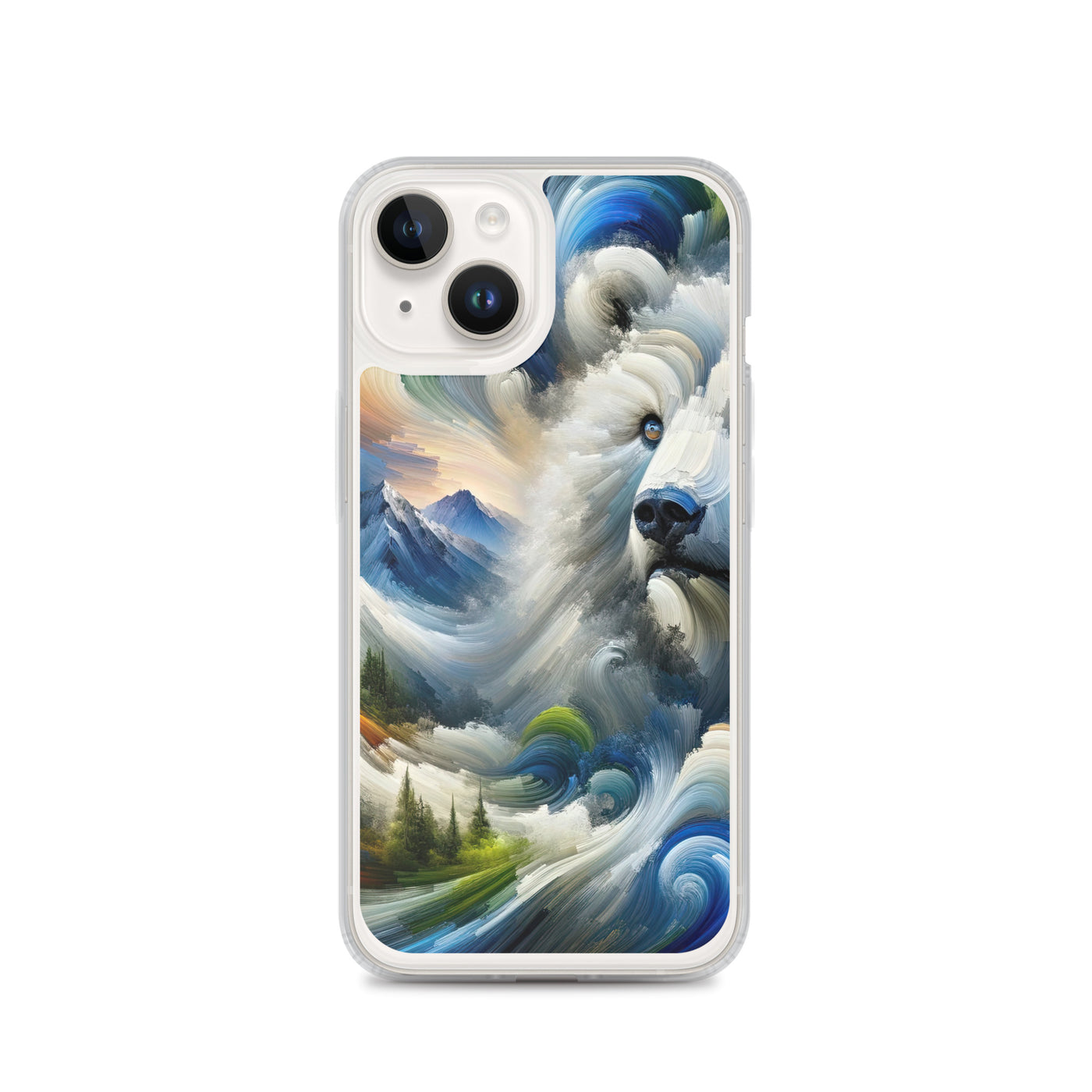 Abstrakte Alpen & Eisbär Kunst in dynamischen Farben - iPhone Schutzhülle (durchsichtig) camping xxx yyy zzz iPhone 14