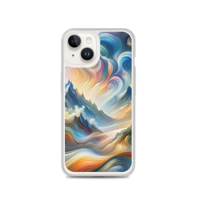 Ätherische schöne Alpen in lebendigen Farbwirbeln - Abstrakte Berge - iPhone Schutzhülle (durchsichtig) berge xxx yyy zzz iPhone 14