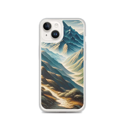Berglandschaft: Acrylgemälde mit hervorgehobenem Pfad - iPhone Schutzhülle (durchsichtig) berge xxx yyy zzz iPhone 14