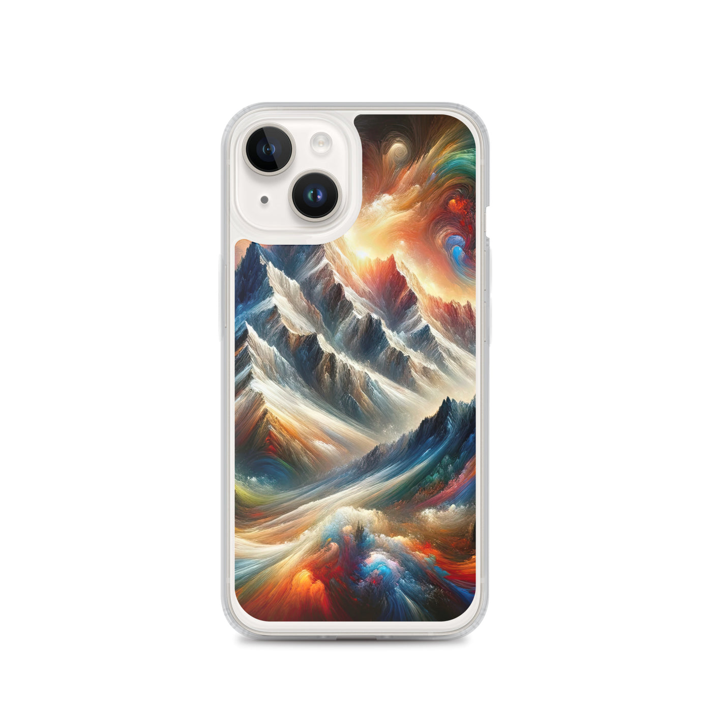 Expressionistische Alpen, Berge: Gemälde mit Farbexplosion - iPhone Schutzhülle (durchsichtig) berge xxx yyy zzz iPhone 14