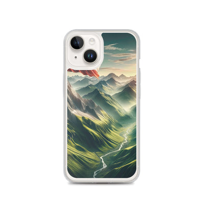 Alpen Gebirge: Fotorealistische Bergfläche mit Österreichischer Flagge - iPhone Schutzhülle (durchsichtig) berge xxx yyy zzz iPhone 14
