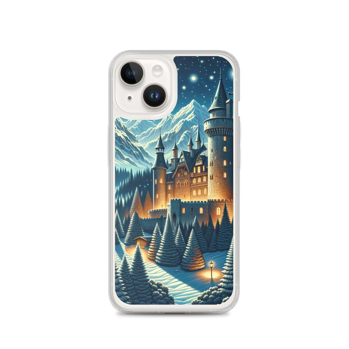 Mondhelle Schlossnacht in den Alpen, sternenklarer Himmel - iPhone Schutzhülle (durchsichtig) berge xxx yyy zzz iPhone 14