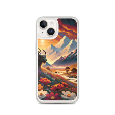 Magischer Alpenabend mit Hochlandkuh und goldener Sonnenkulisse - iPhone Schutzhülle (durchsichtig) berge xxx yyy zzz iPhone 14