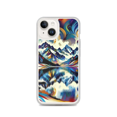 Alpensee im Zentrum eines abstrakt-expressionistischen Alpen-Kunstwerks - iPhone Schutzhülle (durchsichtig) berge xxx yyy zzz iPhone 14