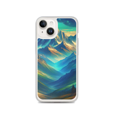 Atemberaubende alpine Komposition mit majestätischen Gipfeln und Tälern - iPhone Schutzhülle (durchsichtig) berge xxx yyy zzz iPhone 14