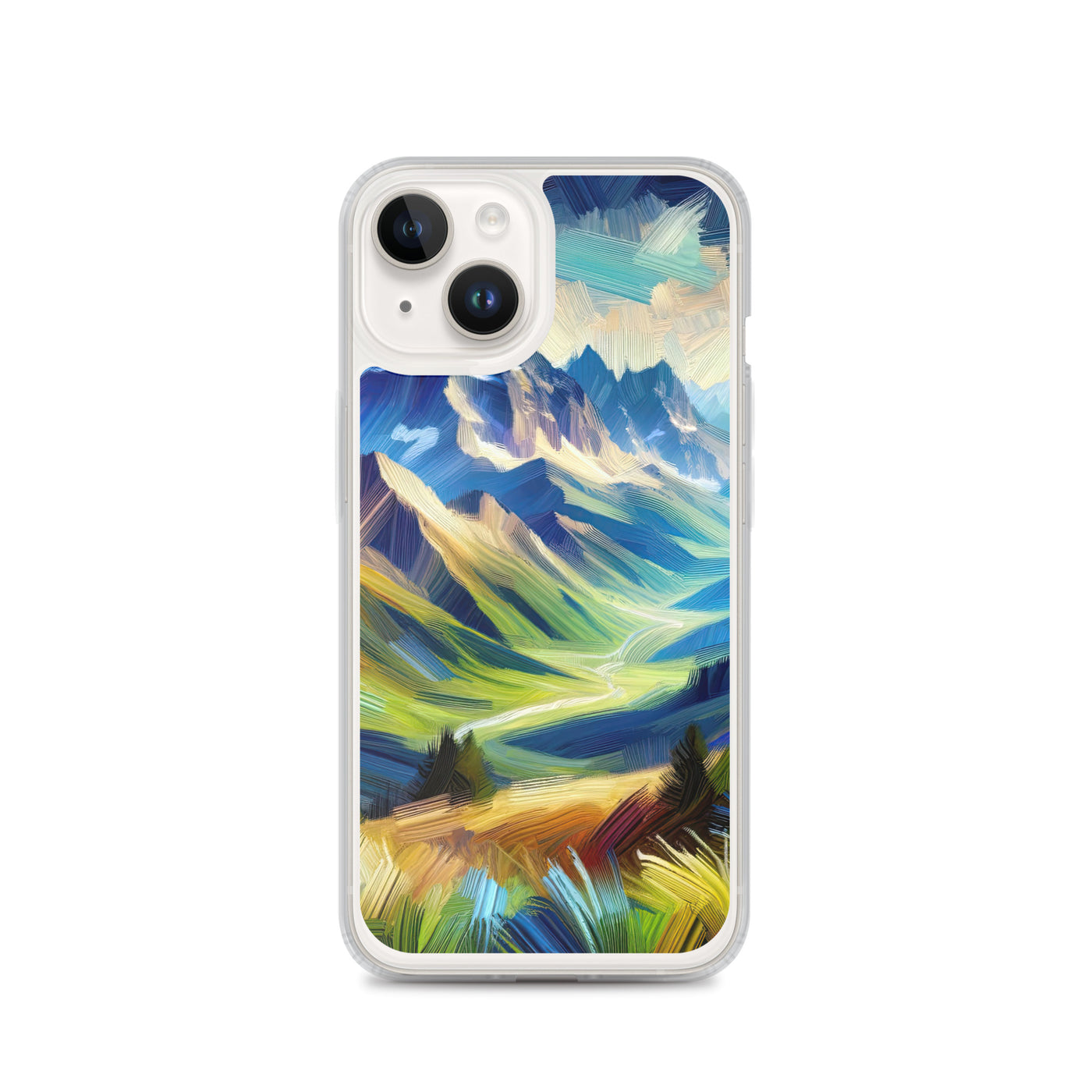 Impressionistische Alpen, lebendige Farbtupfer und Lichteffekte - iPhone Schutzhülle (durchsichtig) berge xxx yyy zzz iPhone 14