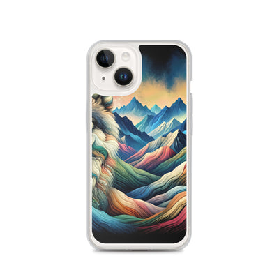 Traumhaftes Alpenpanorama mit Wolf in wechselnden Farben und Mustern (AN) - iPhone Schutzhülle (durchsichtig) xxx yyy zzz iPhone 14