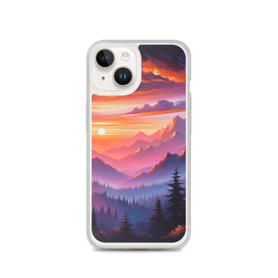 Ölgemälde der Alpenlandschaft im ätherischen Sonnenuntergang, himmlische Farbtöne - iPhone Schutzhülle (durchsichtig) berge xxx yyy zzz iPhone 14