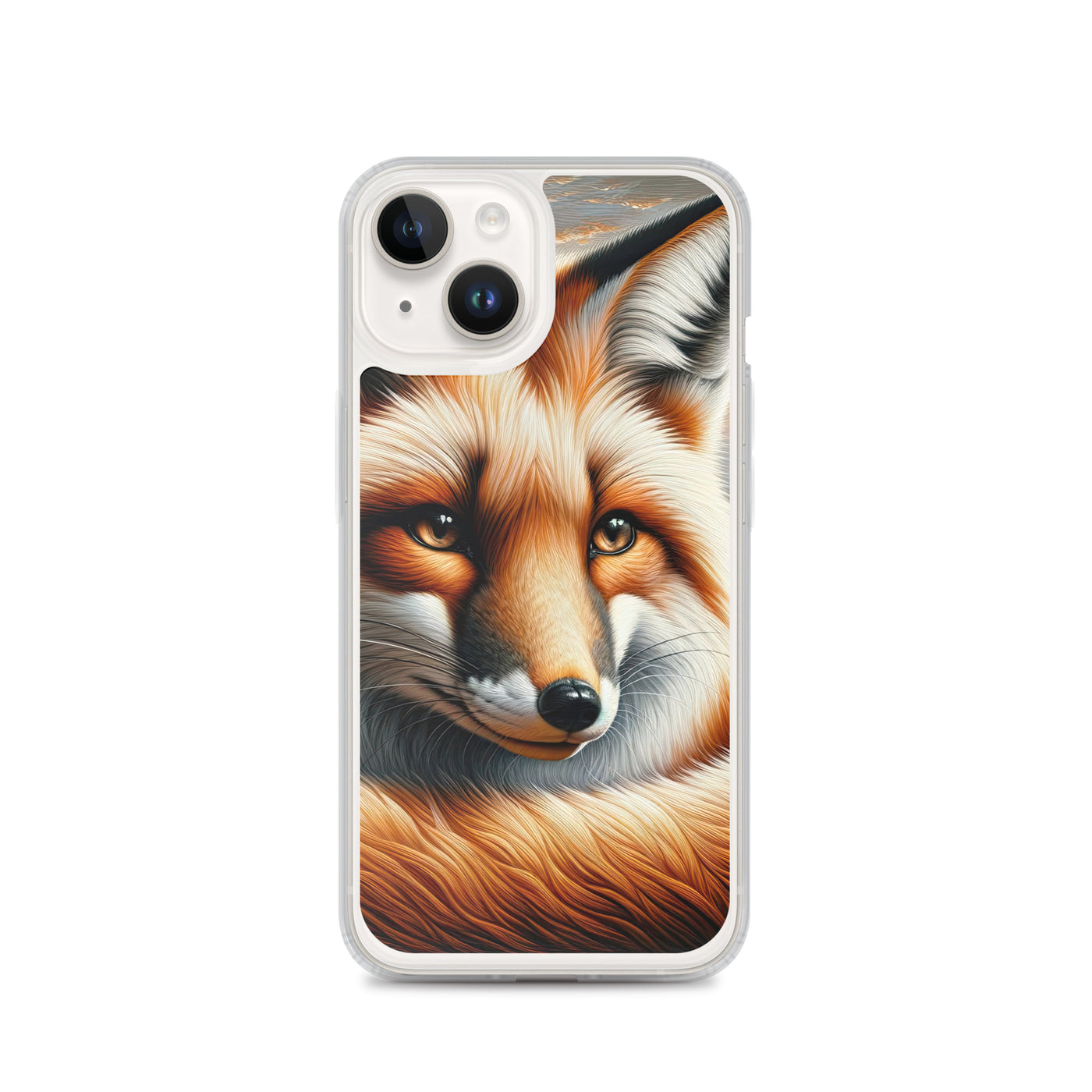 Ölgemälde eines nachdenklichen Fuchses mit weisem Blick - iPhone Schutzhülle (durchsichtig) camping xxx yyy zzz iPhone 14