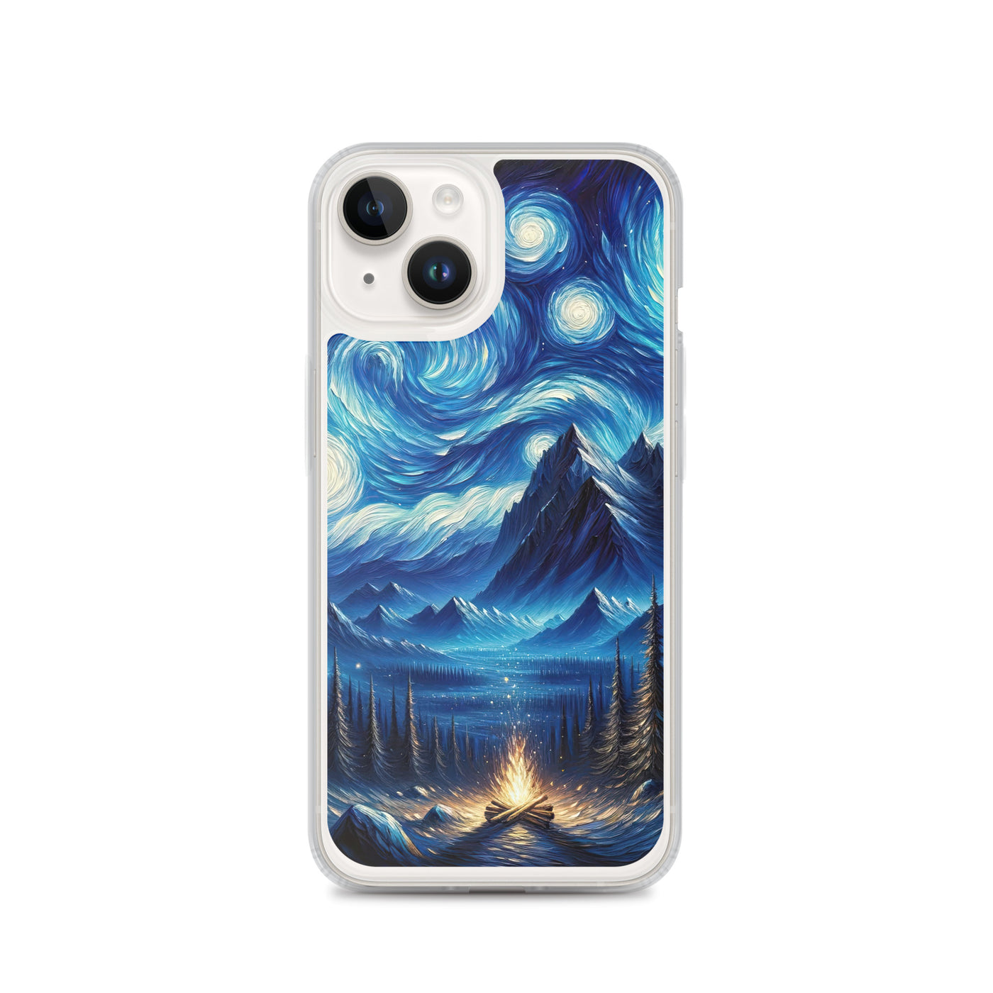 Sternennacht-Stil Ölgemälde der Alpen, himmlische Wirbelmuster - iPhone Schutzhülle (durchsichtig) berge xxx yyy zzz iPhone 14