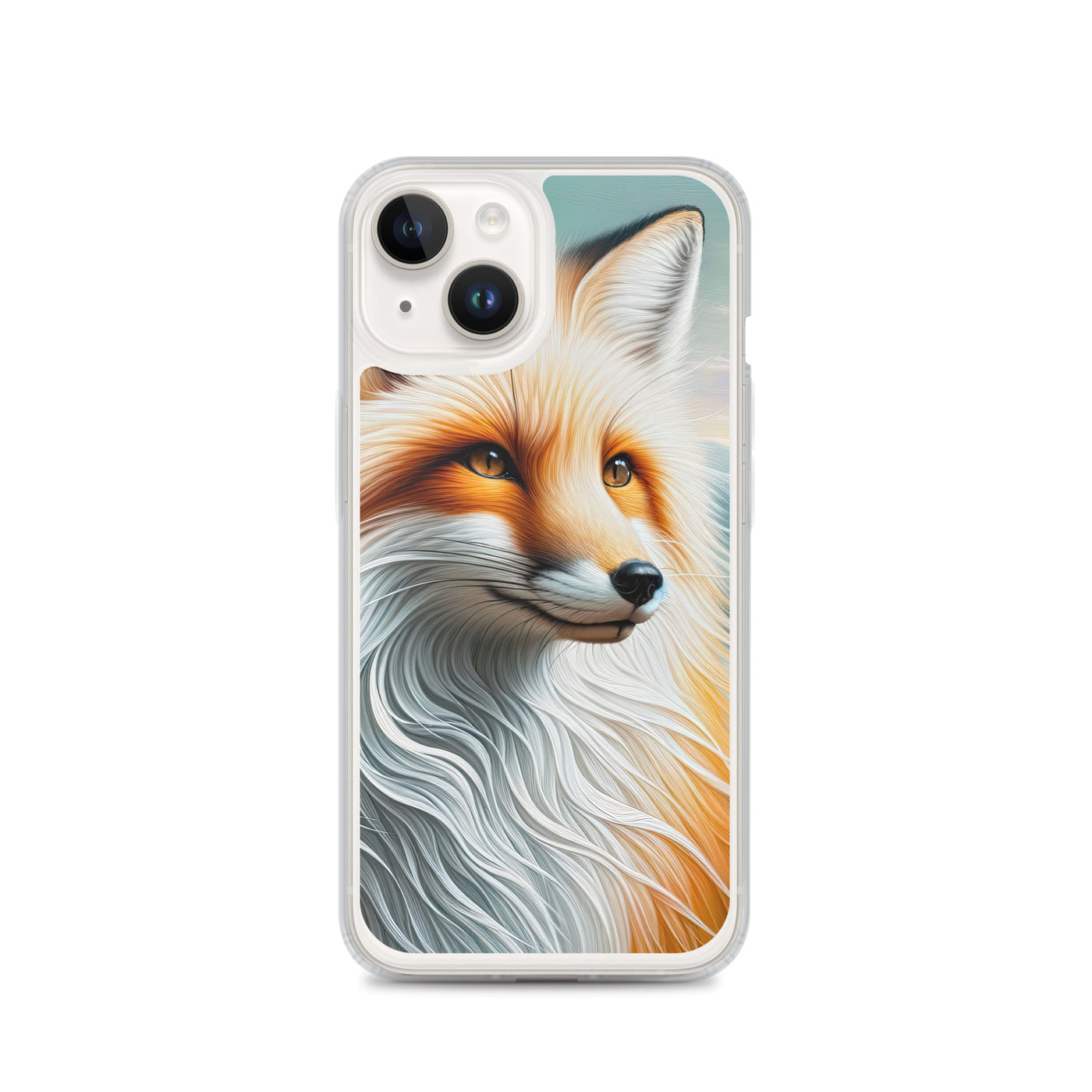 Ölgemälde eines anmutigen, intelligent blickenden Fuchses in Orange-Weiß - iPhone Schutzhülle (durchsichtig) camping xxx yyy zzz iPhone 14