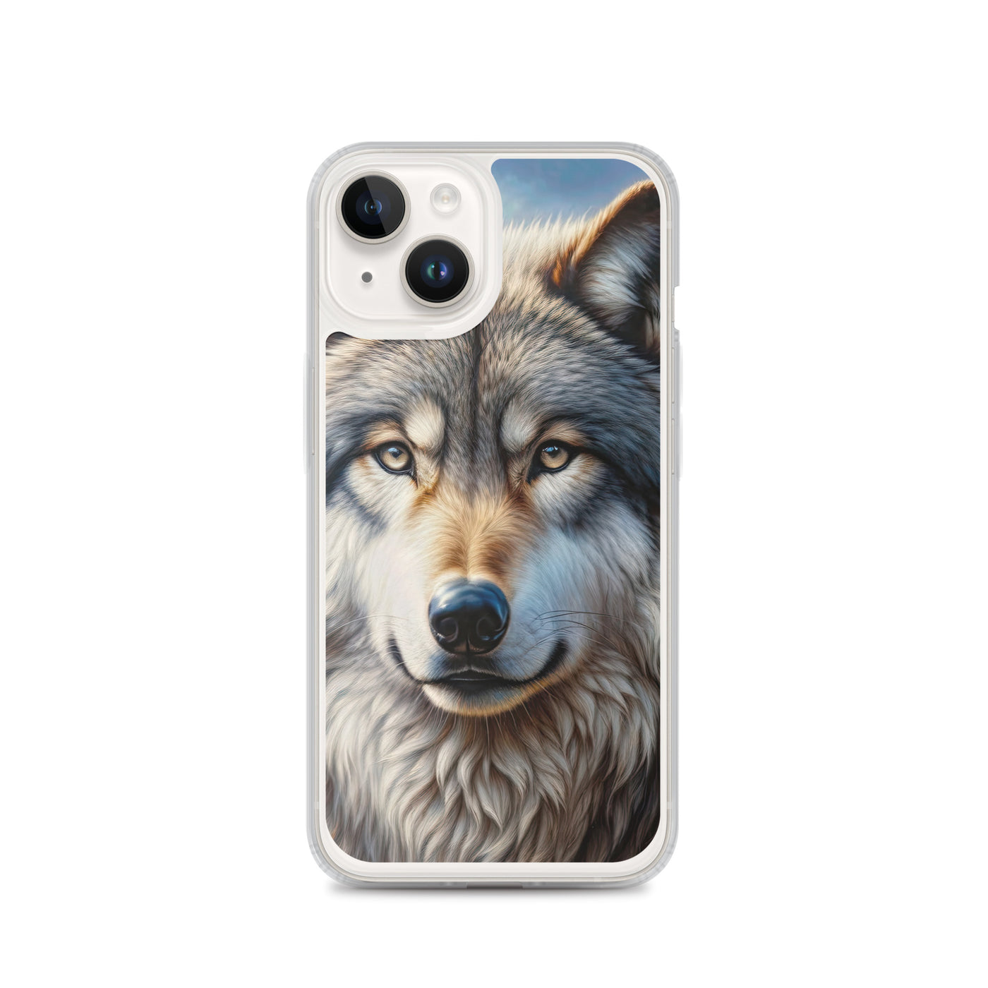 Porträt-Ölgemälde eines prächtigen Wolfes mit faszinierenden Augen (AN) - iPhone Schutzhülle (durchsichtig) xxx yyy zzz iPhone 14