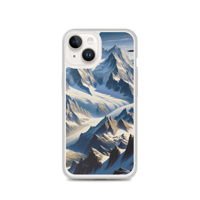 Ölgemälde der Alpen mit hervorgehobenen zerklüfteten Geländen im Licht und Schatten - iPhone Schutzhülle (durchsichtig) berge xxx yyy zzz iPhone 14